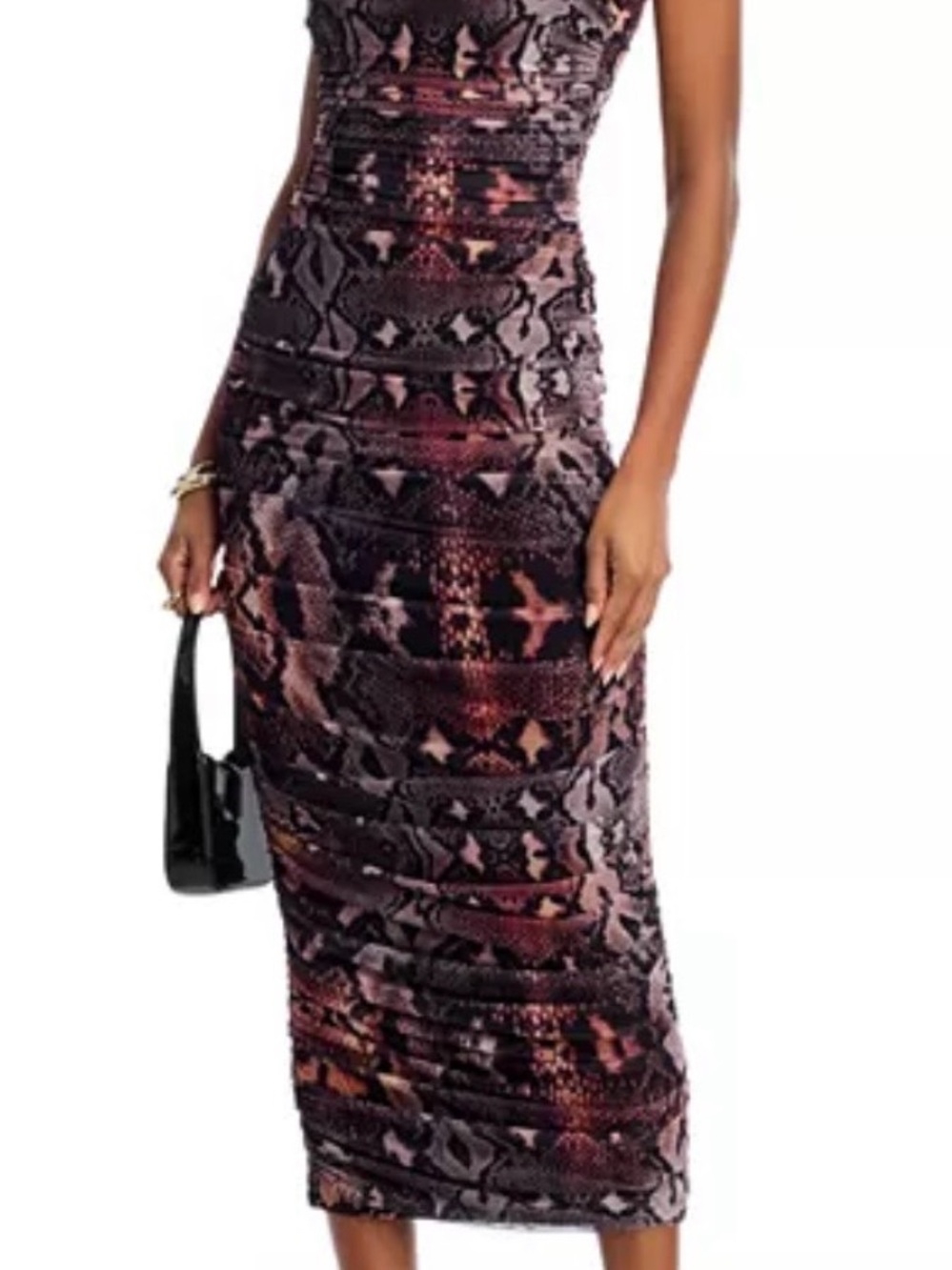 AFRM Hazel Ruched Side Midi Dress - Scattered snake print
